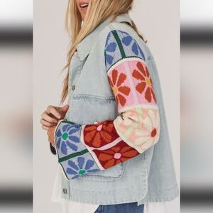 Three Bird Nest Dahlia Sweater Light Denim Boho Jacket NWT New S